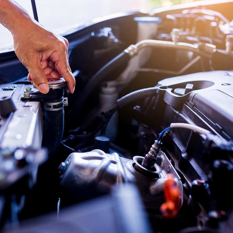 Check and maintenance the water in radiator car with yourself. Service and maintenance vehicle.